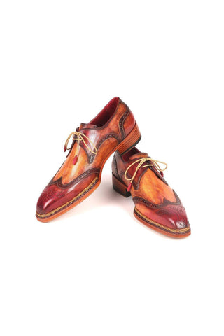 Paul Parkman Men's Handmade Shoes Calf-Skin Leather Norwegian Welted Wingtip Derby (PM6472)-AmbrogioShoes