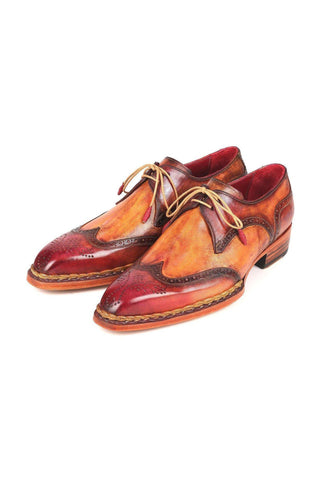 Paul Parkman Men's Handmade Shoes Calf-Skin Leather Norwegian Welted Wingtip Derby (PM6472)-AmbrogioShoes