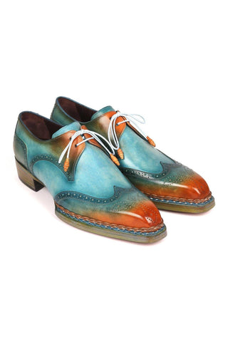 Paul Parkman Men's Handmade Shoes Calf-Skin Leather Norwegian Welted Wingtip Derby (PM6472)-AmbrogioShoes