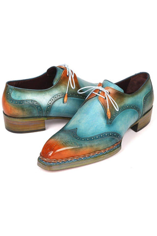 Paul Parkman Men's Handmade Shoes Calf-Skin Leather Norwegian Welted Wingtip Derby (PM6472)-AmbrogioShoes