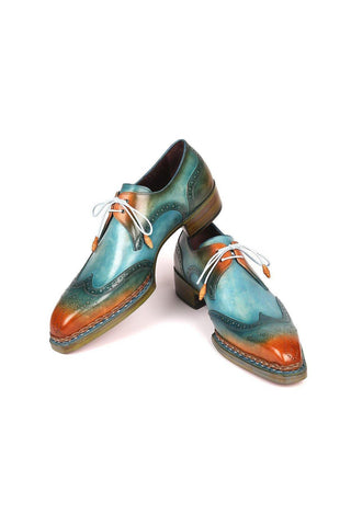 Paul Parkman Men's Handmade Shoes Calf-Skin Leather Norwegian Welted Wingtip Derby (PM6472)-AmbrogioShoes