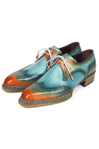 Paul Parkman Men's Handmade Shoes Calf-Skin Leather Norwegian Welted Wingtip Derby (PM6472)-AmbrogioShoes