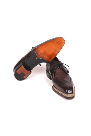Paul Parkman Men's Handmade Shoes Calf-Skin Leather Norwegian Welted Wingtip Derby (PM6472)-AmbrogioShoes