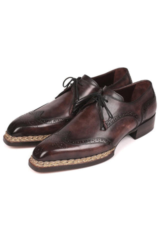 Paul Parkman Men's Handmade Shoes Calf-Skin Leather Norwegian Welted Wingtip Derby (PM6472)-AmbrogioShoes