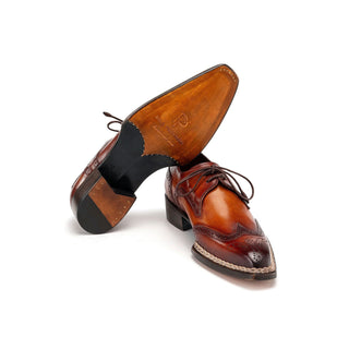 Paul Parkman Men's Handmade Shoes Calf-Skin Leather Norwegian Welted Wingtip Derby (PM6472)-AmbrogioShoes