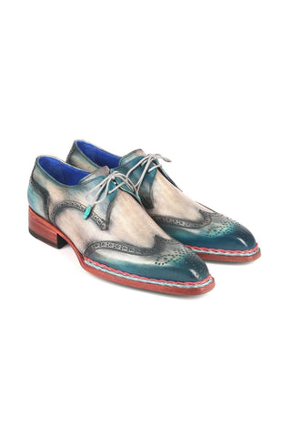 Paul Parkman Men's Handmade Shoes Calf-Skin Leather Norwegian Welted Wingtip Derby (PM6472)-AmbrogioShoes