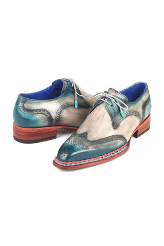 Paul Parkman Men's Handmade Shoes Calf-Skin Leather Norwegian Welted Wingtip Derby (PM6472)-AmbrogioShoes