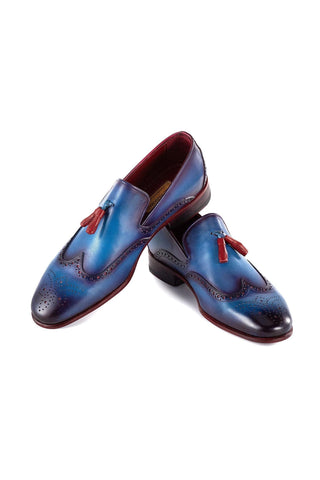 Paul Parkman Men's Handmade Shoes Calf-Skin Leather Wingtip Tassels Loafers (PM6435)-AmbrogioShoes