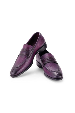 Paul Parkman Men's Handmade Shoes Full Grain Calf-Skin Leather Split-Toe Penny Loafers (PM6443)-AmbrogioShoes