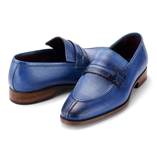 Paul Parkman Men's Handmade Shoes Full Grain Calf-Skin Leather Split-Toe Penny Loafers (PM6443)-AmbrogioShoes