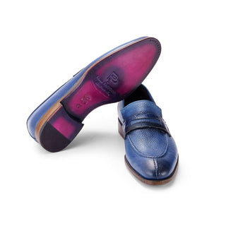 Paul Parkman Men's Handmade Shoes Full Grain Calf-Skin Leather Split-Toe Penny Loafers (PM6443)-AmbrogioShoes