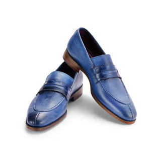 Paul Parkman Men's Handmade Shoes Full Grain Calf-Skin Leather Split-Toe Penny Loafers (PM6443)-AmbrogioShoes