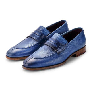 Paul Parkman Men's Handmade Shoes Full Grain Calf-Skin Leather Split-Toe Penny Loafers (PM6443)-AmbrogioShoes