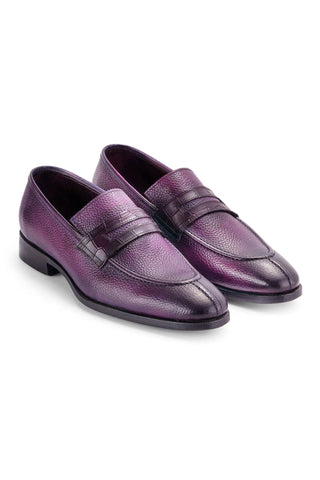 Paul Parkman Men's Handmade Shoes Full Grain Calf-Skin Leather Split-Toe Penny Loafers (PM6443)-AmbrogioShoes