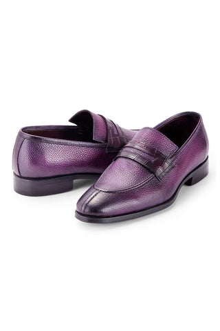 Paul Parkman Men's Handmade Shoes Full Grain Calf-Skin Leather Split-Toe Penny Loafers (PM6443)-AmbrogioShoes