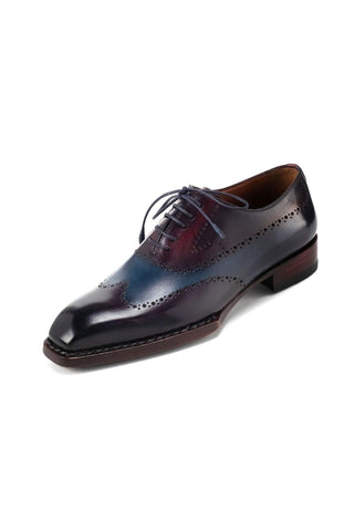Paul Parkman Men's Handmade Shoes Hand-Painted Leather Goodyear Welted Wingtip Oxfords (PM6445)-AmbrogioShoes