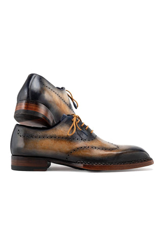 Paul Parkman Men's Handmade Shoes Hand-Painted Leather Goodyear Welted Wingtip Oxfords (PM6445)-AmbrogioShoes