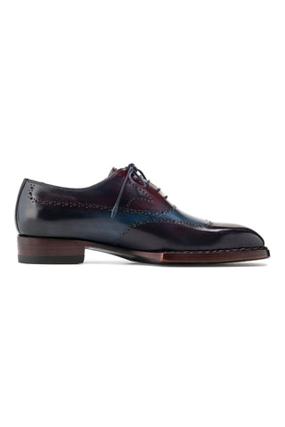 Paul Parkman Men's Handmade Shoes Hand-Painted Leather Goodyear Welted Wingtip Oxfords (PM6445)-AmbrogioShoes