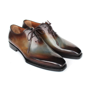 Paul Parkman Men's Handmade Shoes Patina Calf-Skin Leather Wholecut Oxford (PM6469)-AmbrogioShoes