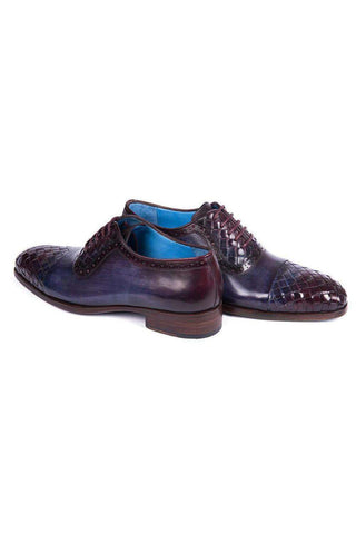 Paul Parkman Men's Handmade Shoes Woven & Calf-Skin Leather Cap-Toe Oxford (PM6468)-AmbrogioShoes
