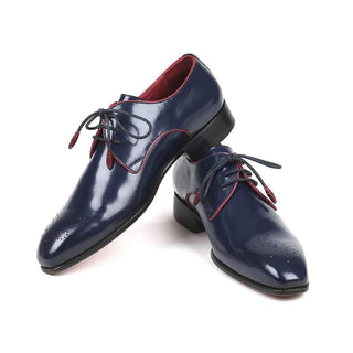 Paul Parkman Men's Navy Calf-Skin Leather Medallion Toe Derby 57RG27 (PM6135)-AmbrogioShoes