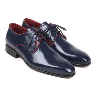 Paul Parkman Men's Navy Calf-Skin Leather Medallion Toe Derby 57RG27 (PM6135)-AmbrogioShoes