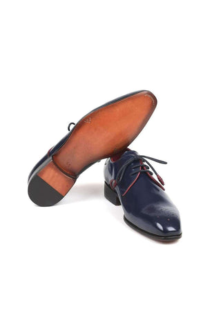 Paul Parkman Men's Navy Leather Medallion Toe Derby 57RG27 (PM6135)-AmbrogioShoes