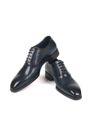 Paul Parkman Men's Navy Leather Plain Toe Oxfords 5523-NVY (PM6137)-AmbrogioShoes