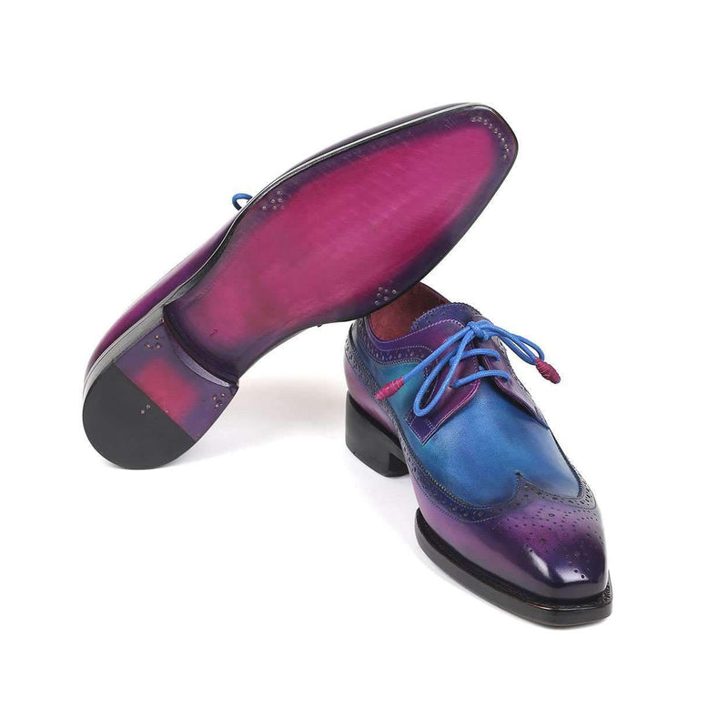 Paul Parkman Men's Purple and Blue Goodyear Wealted Wing Tip Derby Oxfords 511V63 (PM6136)-AmbrogioShoes