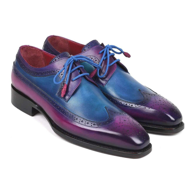 Paul Parkman Men's Purple and Blue Goodyear Wealted Wing Tip Derby Oxfords 511V63 (PM6136)-AmbrogioShoes