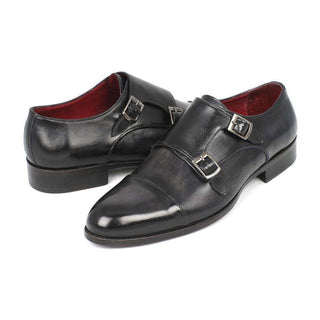 Paul Parkman Men's Shoes Calf-Skin Leather Cap-Toe Double Monk-Straps (PM5220)-AmbrogioShoes