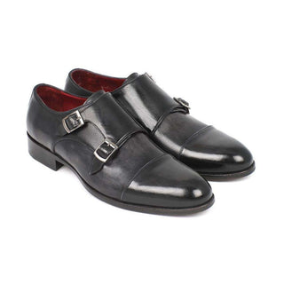 Paul Parkman Men's Shoes Calf-Skin Leather Cap-Toe Double Monk-Straps (PM5220)-AmbrogioShoes