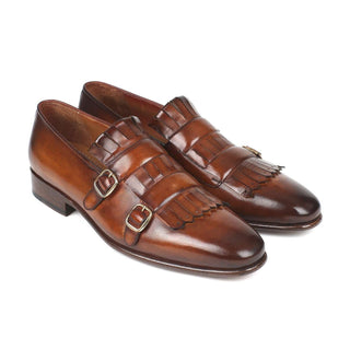 Paul Parkman Men's Shoes Calf-Skin Leather Kiltie Double Monk-Straps (PM5716)-AmbrogioShoes