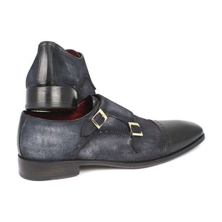 Paul Parkman Men's Shoes Suede & Calf-Skin Leather Cap-Toe Double Monk-Strap Loafer (PM4024)-AmbrogioShoes
