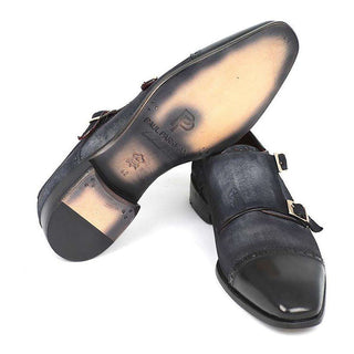 Paul Parkman Men's Shoes Suede & Calf-Skin Leather Cap-Toe Double Monk-Strap Loafer (PM4024)-AmbrogioShoes