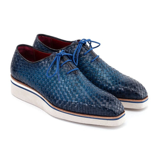 Paul Parkman Men's Shoes Woven Calf-Skin Leather Casual Oxford (PM6467)-AmbrogioShoes