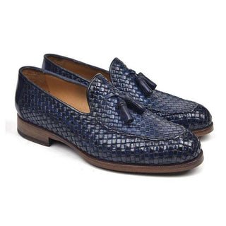 Paul Parkman Men's Shoes Woven Calf-Skin Leather Tassel Loafers (PM5507)-AmbrogioShoes