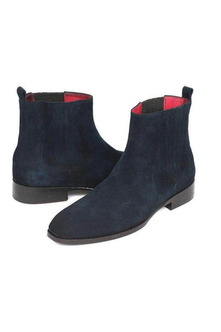Paul Parkman Navy Suede Chelsea Boots (PM5470)-AmbrogioShoes