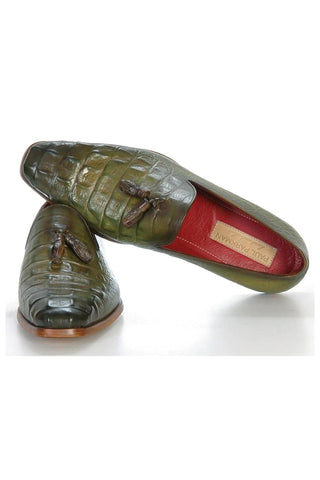 Paul Parkman PP2281 Crocodile Embossed Leather Tassel Loafer (PM6480)-AmbrogioShoes