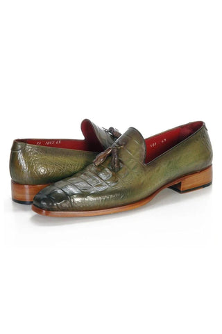 Paul Parkman PP2281 Crocodile Embossed Leather Tassel Loafer (PM6480)-AmbrogioShoes