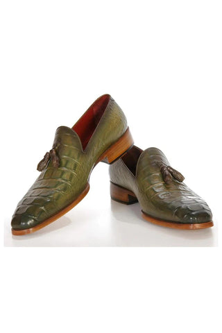 Paul Parkman PP2281 Crocodile Embossed Leather Tassel Loafer (PM6480)-AmbrogioShoes