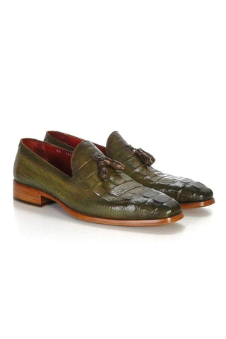 Paul Parkman PP2281 Crocodile Embossed Leather Tassel Loafer (PM6480)-AmbrogioShoes