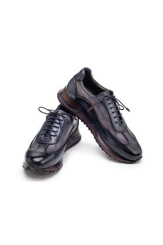 Paul Parkman Patina Leather Casual Sneakers (PM6444)-AmbrogioShoes
