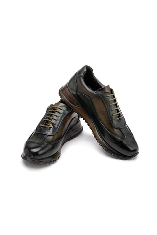 Paul Parkman Patina Leather Casual Sneakers (PM6444)-AmbrogioShoes