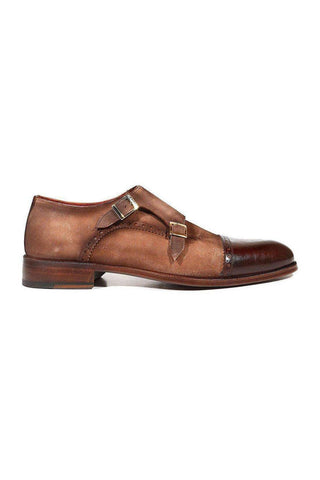 Paul Parkman Suede & Calf-Skin Leather Cap-Toe Double Monk-Strap Loafer (PM4024)-AmbrogioShoes