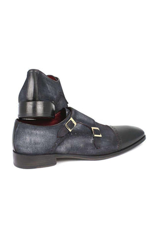 Paul Parkman Suede & Leather Cap-Toe Double Monk-Strap Loafer (PM4024)-AmbrogioShoes