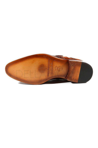 Paul Parkman Welted Calf-Skin Leather Wing-Tip Kiltie Single Monk-Straps (PM2001)-AmbrogioShoes