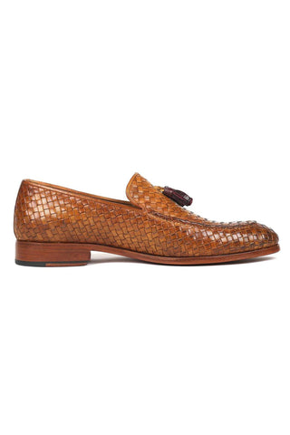 Paul Parkman Woven Calf-Skin Leather Tassel Loafers (PM5507)-AmbrogioShoes
