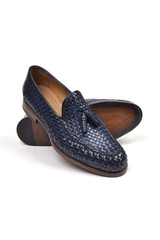 Paul Parkman Woven Calf-Skin Leather Tassel Loafers (PM5507)-AmbrogioShoes