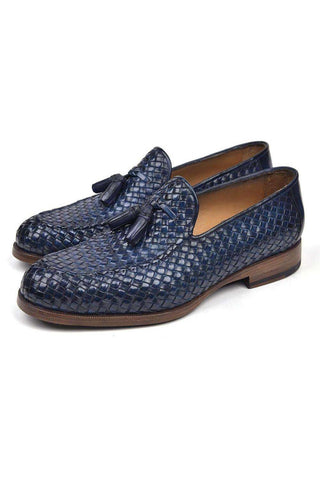 Paul Parkman Woven Calf-Skin Leather Tassel Loafers (PM5507)-AmbrogioShoes